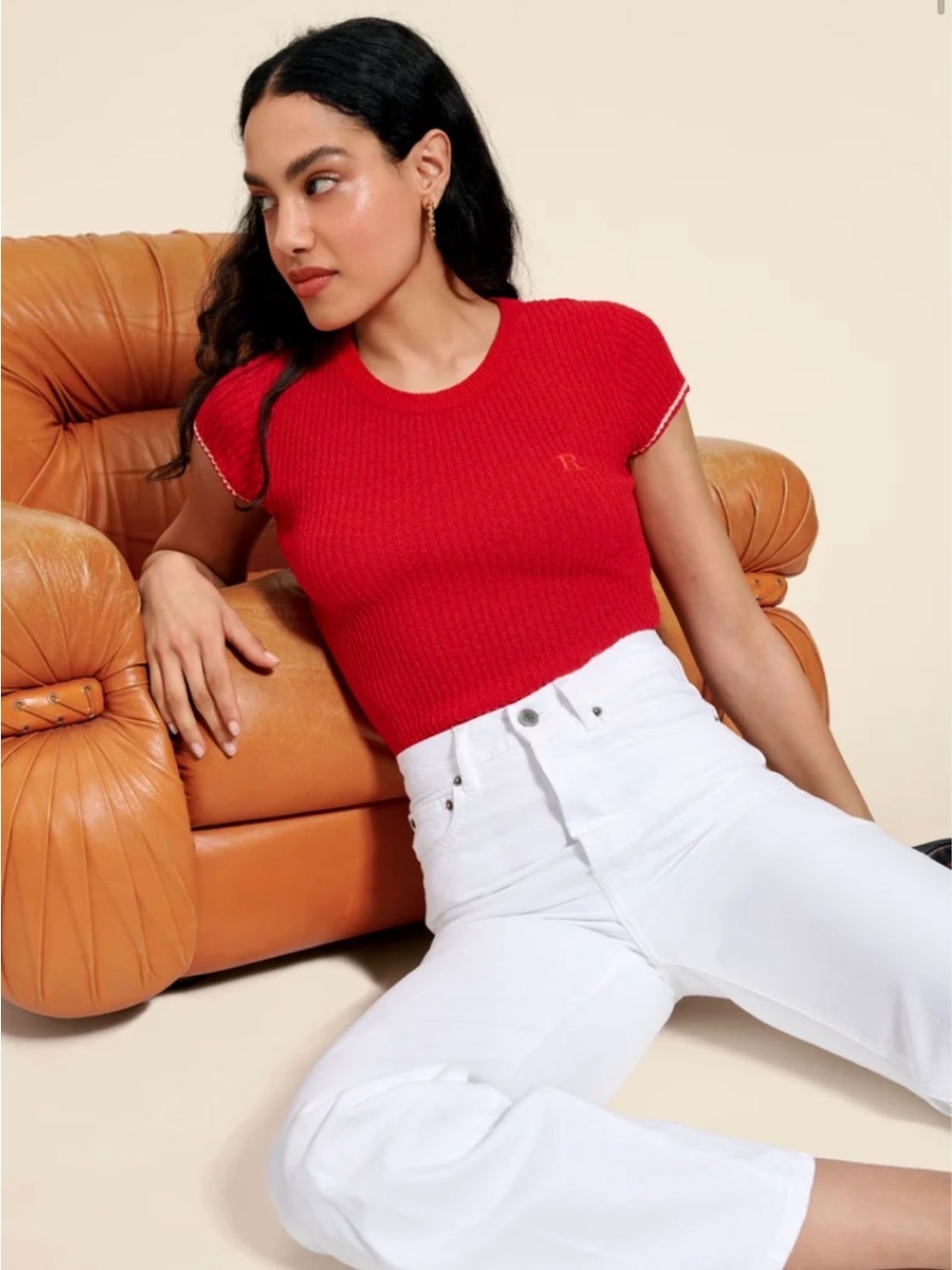 Rouje Aurelio Short sleeve knit Top in Uni Rouge size 6